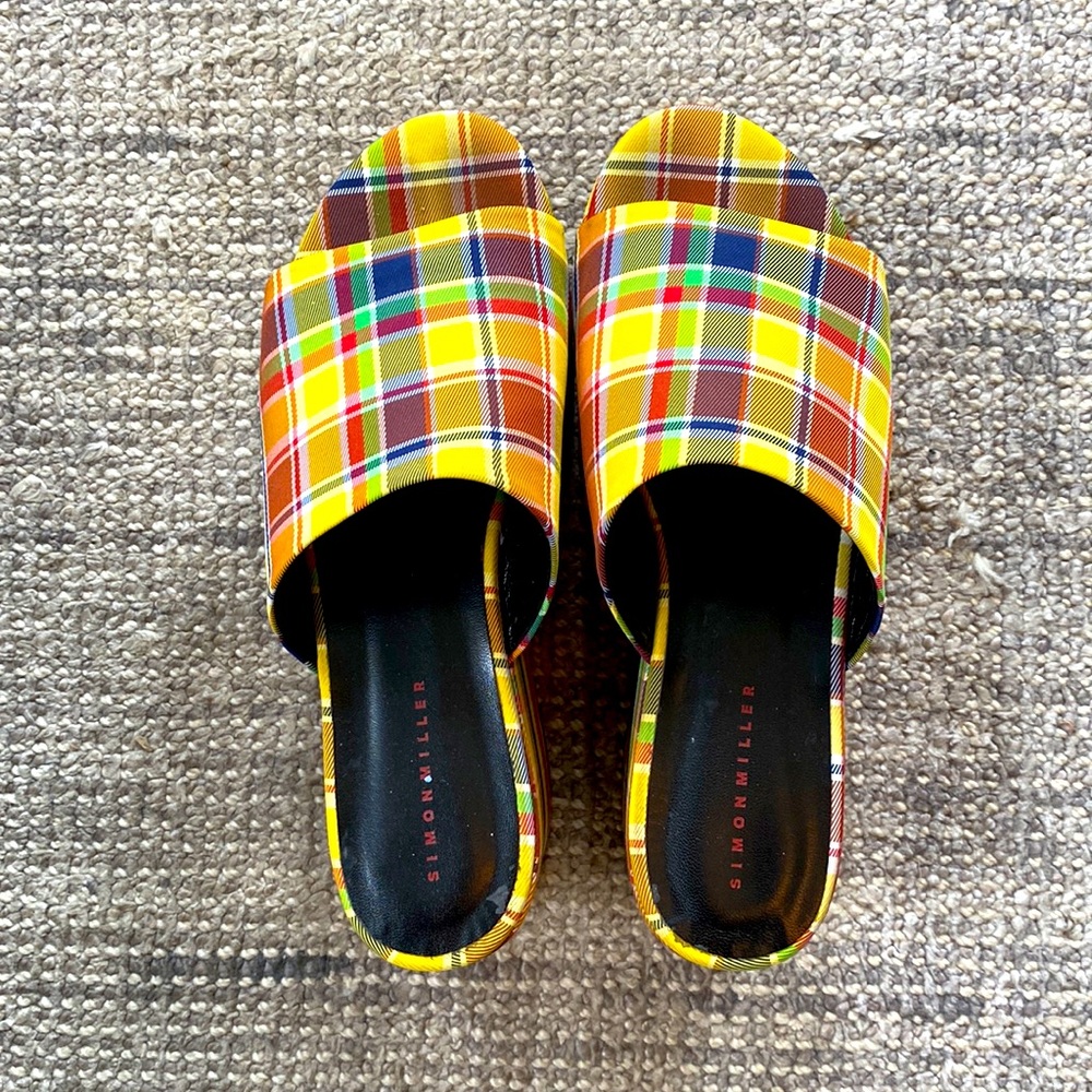 Simon Miller Retro Plaid Blackout Platform Sandals